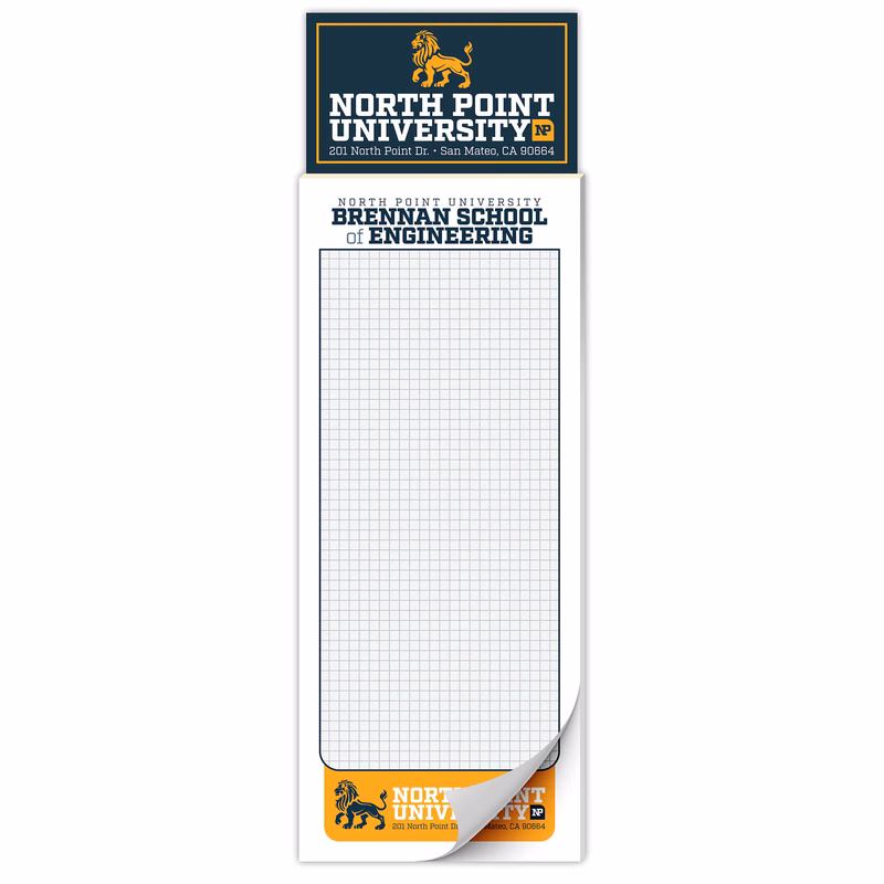 Custom Magna-Pad - 3.5x10.5 25-Sheet with Business Card Magnet - 3.5x10.5