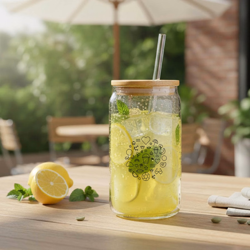 18oz. Glass Tumbler with Bamboo Lid & Straw