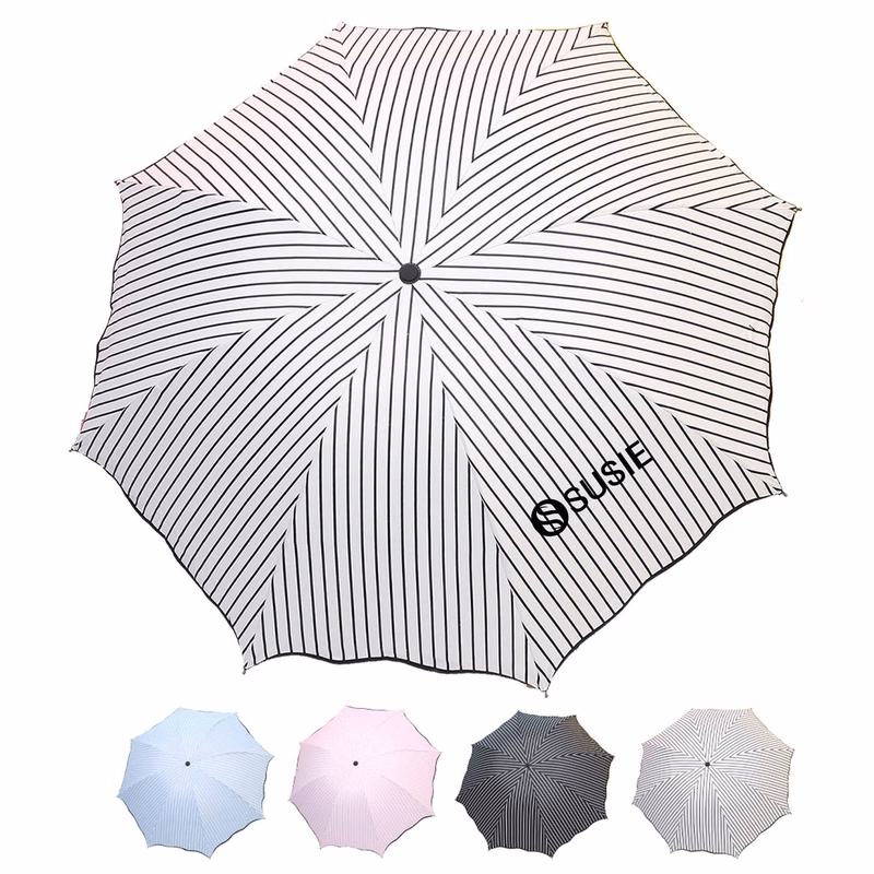 Waterproof UV Protection Automatic Striped Folding Umbrella