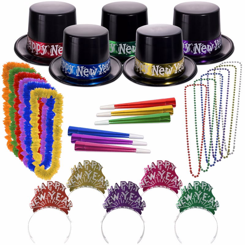 Midnight Metallic New Year's Eve Party Kit for 50