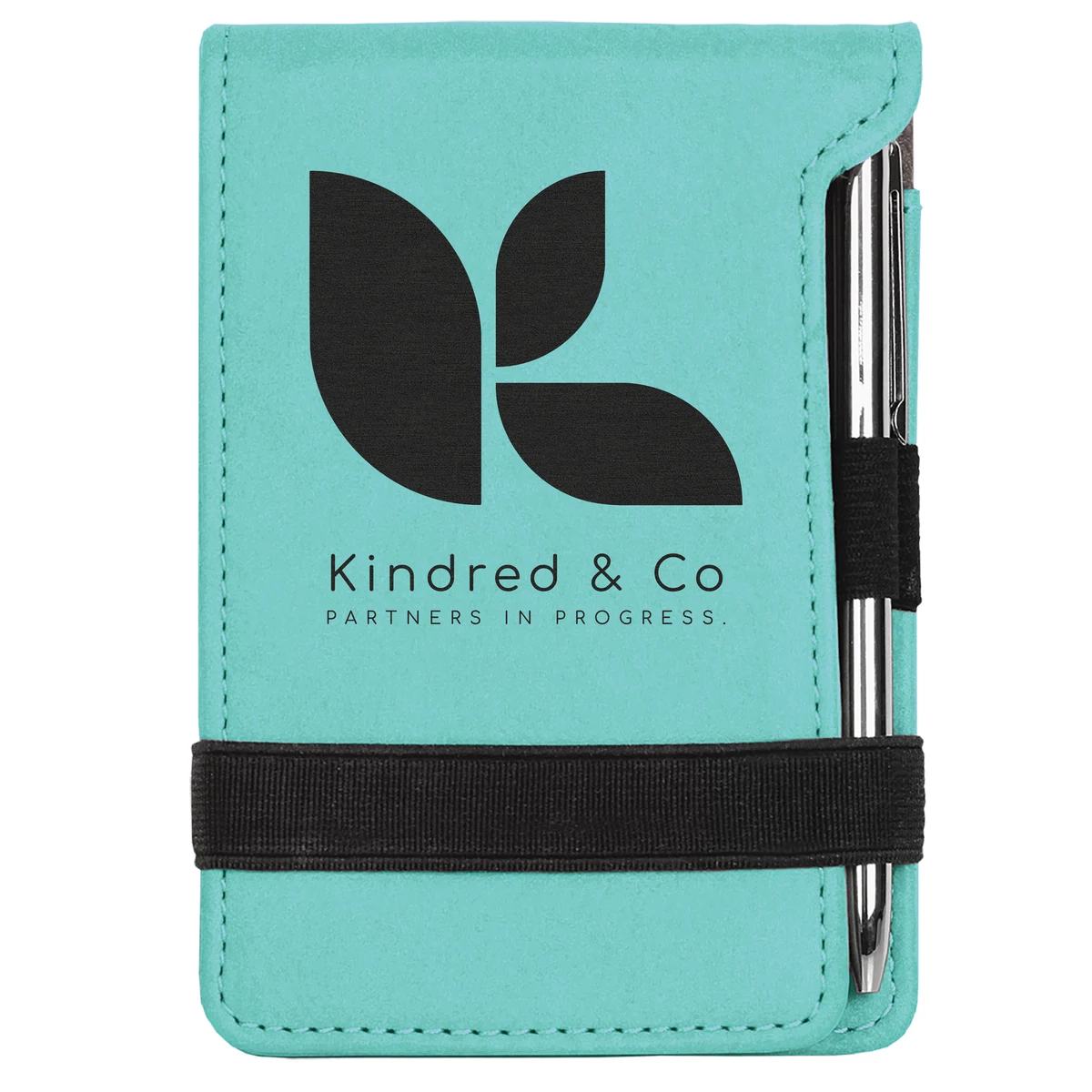 Teal Leatherette Mini Notepad with Pen 1