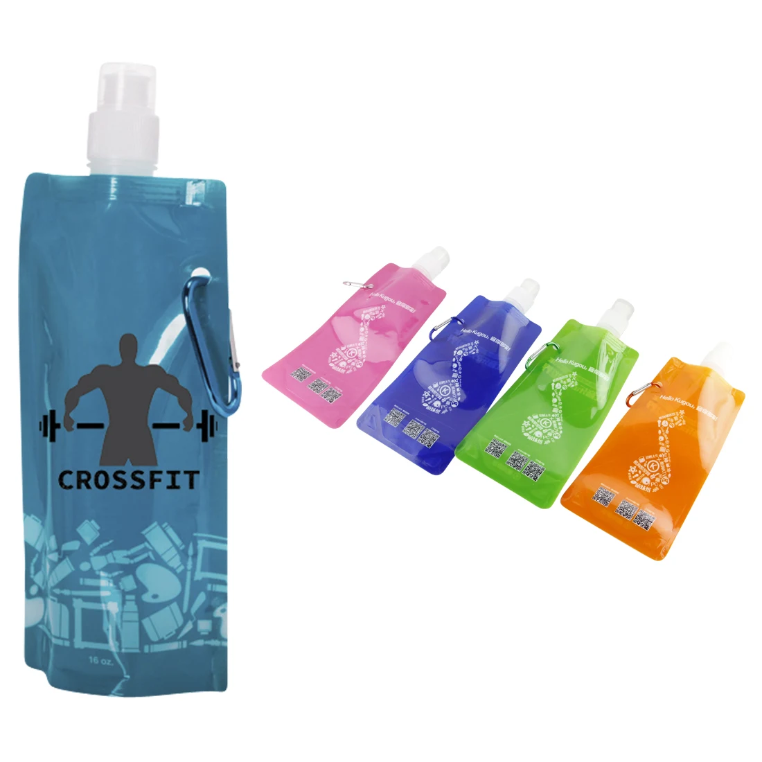 Gym Folding Water Bottle W/ Carabiner 17Oz 1