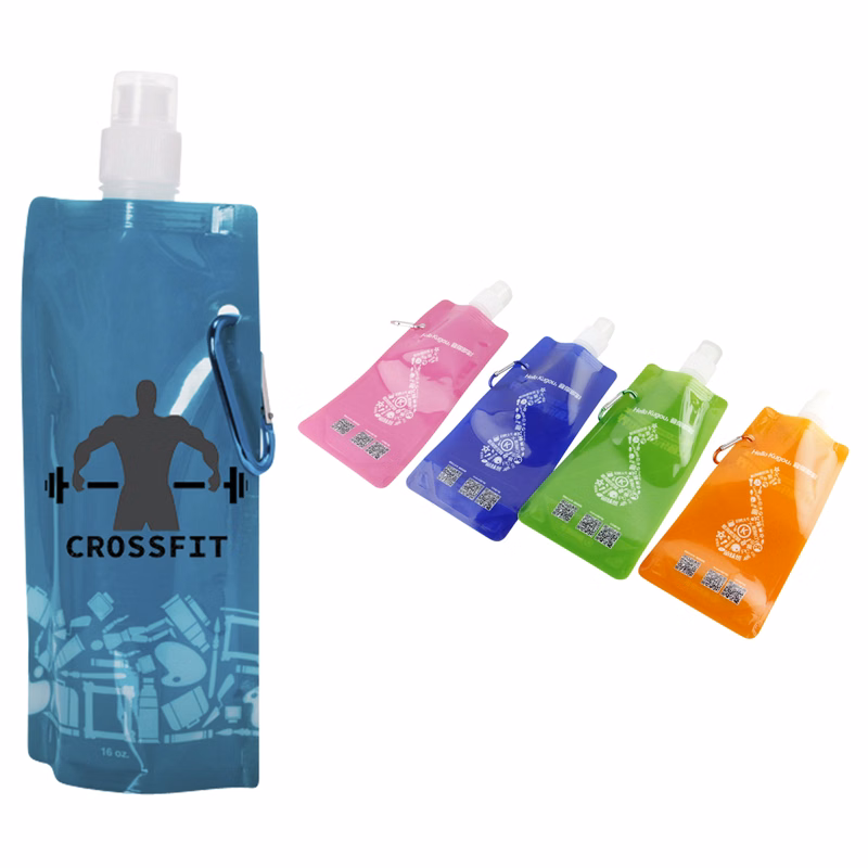 Gym Folding Water Bottle W/ Carabiner 17Oz