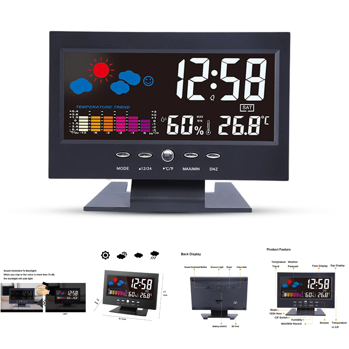 Desktop LED Weather Forecast Clock 1
