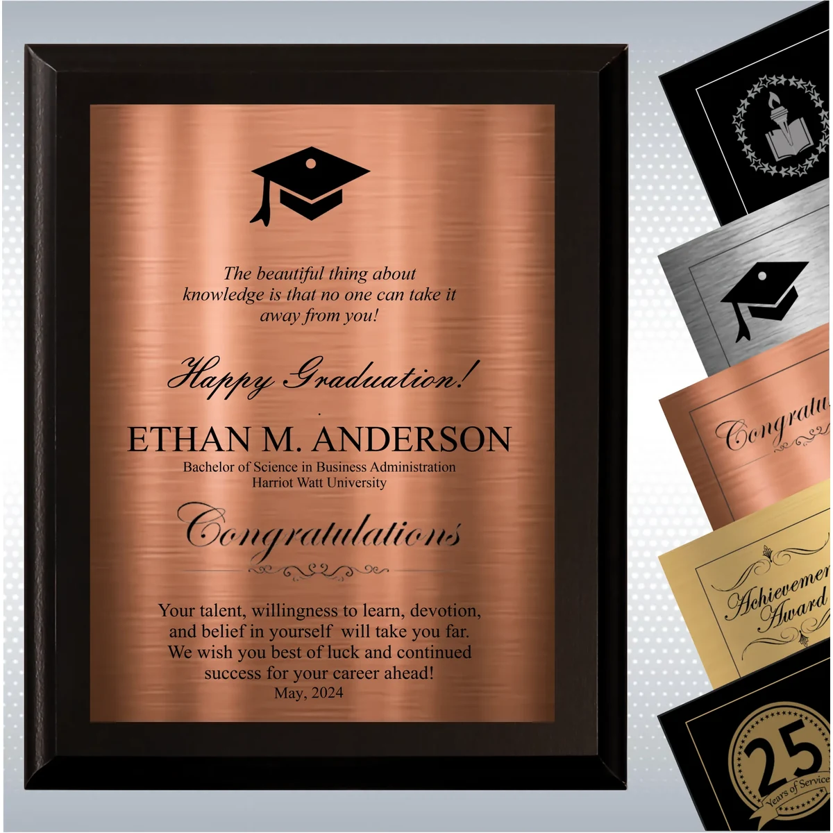 Black Matte Plaque Graduation Gift Award 1