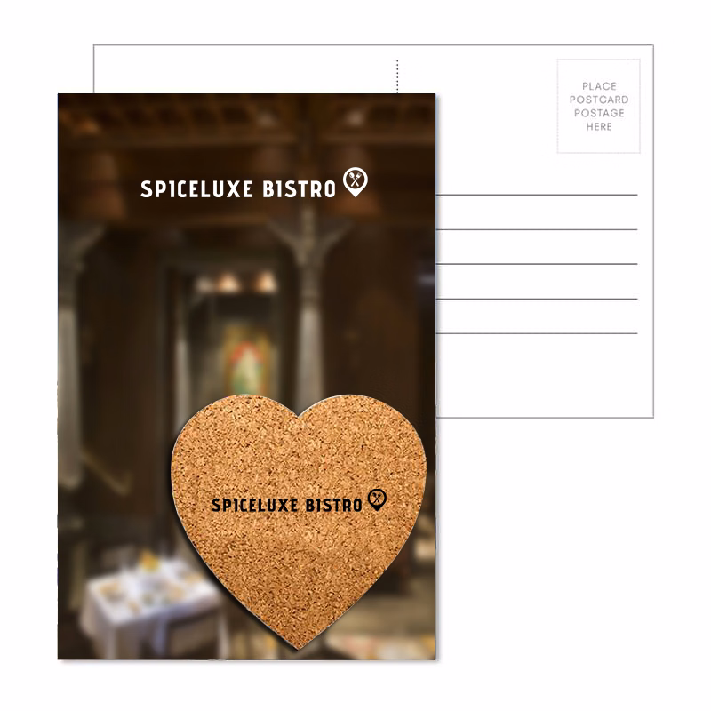 Post Card with Heart Shaped Cork Coaster