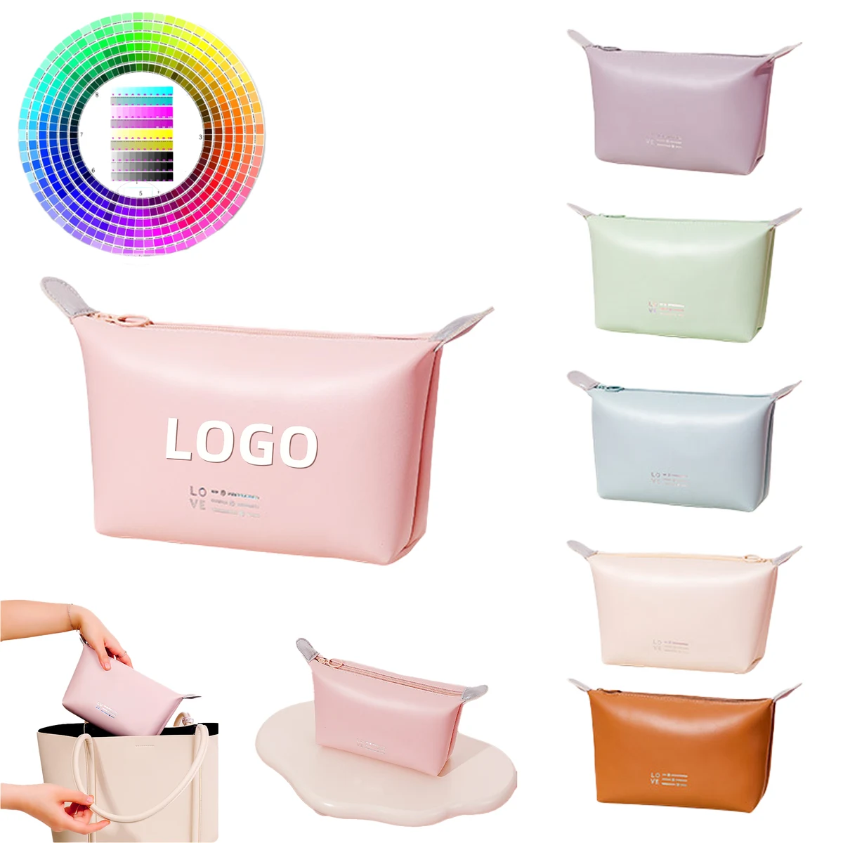 Smooth Zipper PU Waterproof Cosmetic Pouch 1