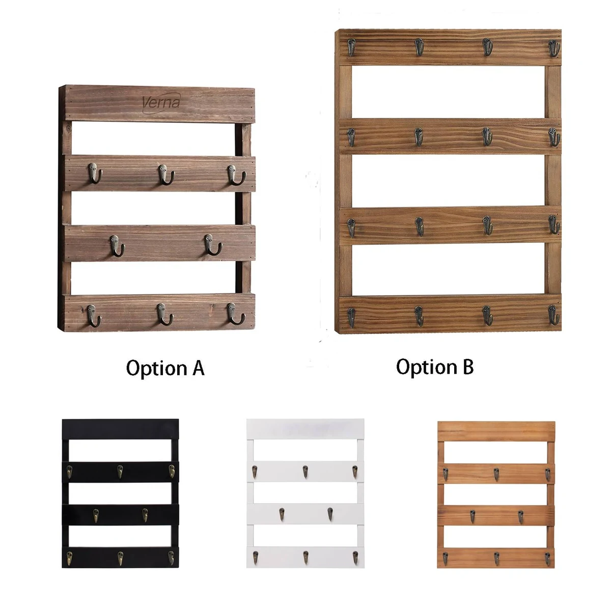 Wall Mounted Solid Wood Mug Holder w/ 8 Hooks 1