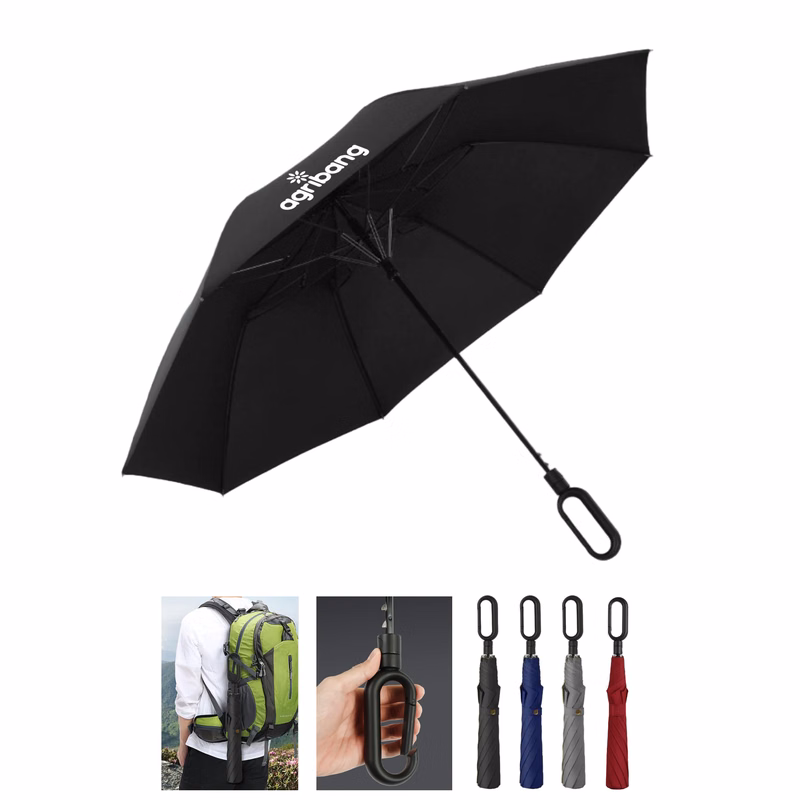 45" Auto Open Compact Umbrella with Carabiner Handle