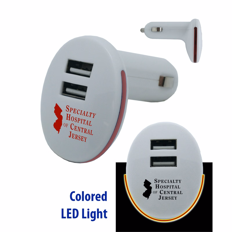 USB Car Charger w/LED Light