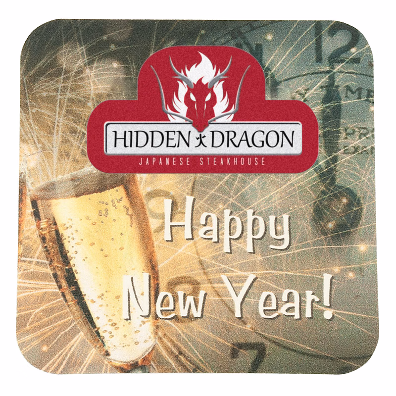 Full Color Process 60 Point New Year's Eve Pulp Board Coaster