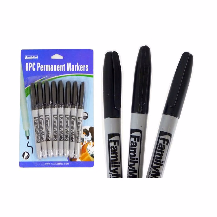 Permanent Markers - 8 Pack Black