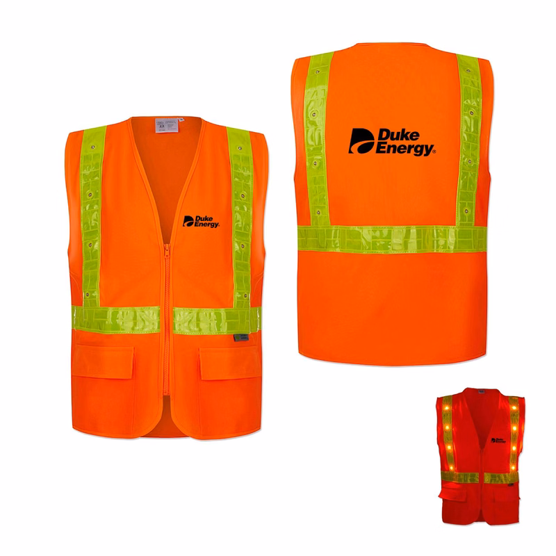 Class 2 LED Light Compliant with Reflexite PVC Reflective Safety Vest