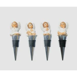 Elegant 4 Piece White Angel Cupid Wine Stopper Set 1