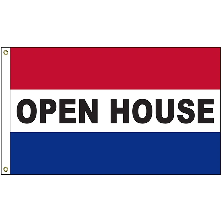 Open House 3' x 5' Message Flag with Heading and Grommets 1