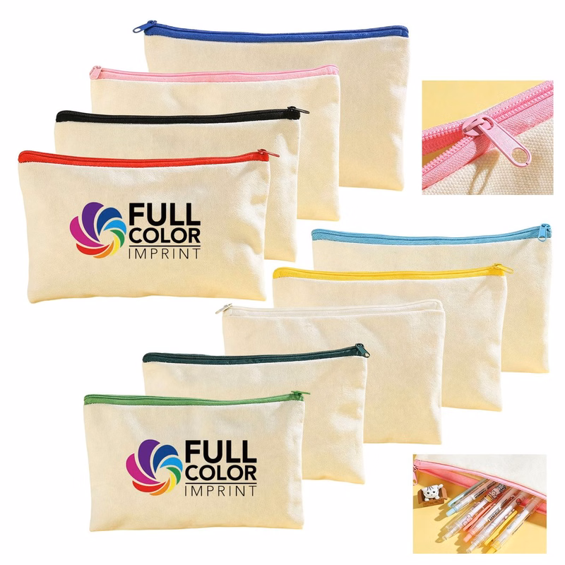 Full Color Cotton Canvas Zipper Pouch