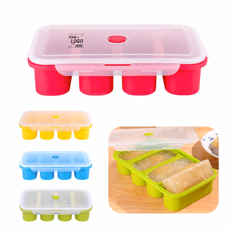 4 Compartment Ice Cube Tray with Cover