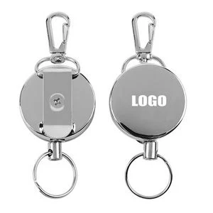 Auto Stretch All Metal Key Chain With Secure Clothing Clips 1