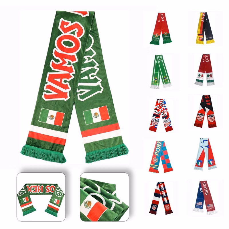 2026 Soccer Fan Scarf with Double Sided Tassels