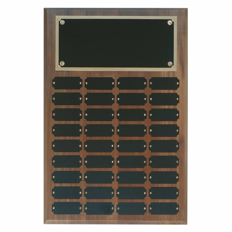 36 Plate Genuine Walnut Step Edge Perpetual Plaques