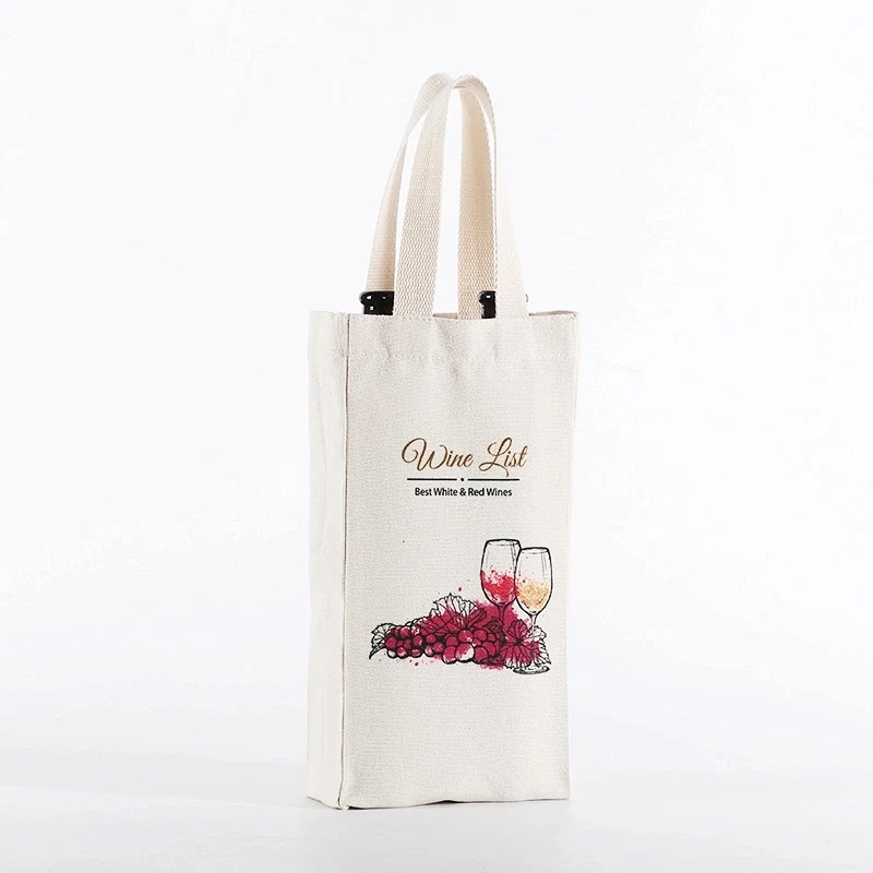 Promotion Two Bottle Canvas Wine Bags, custom tote bag with logo imprint 1