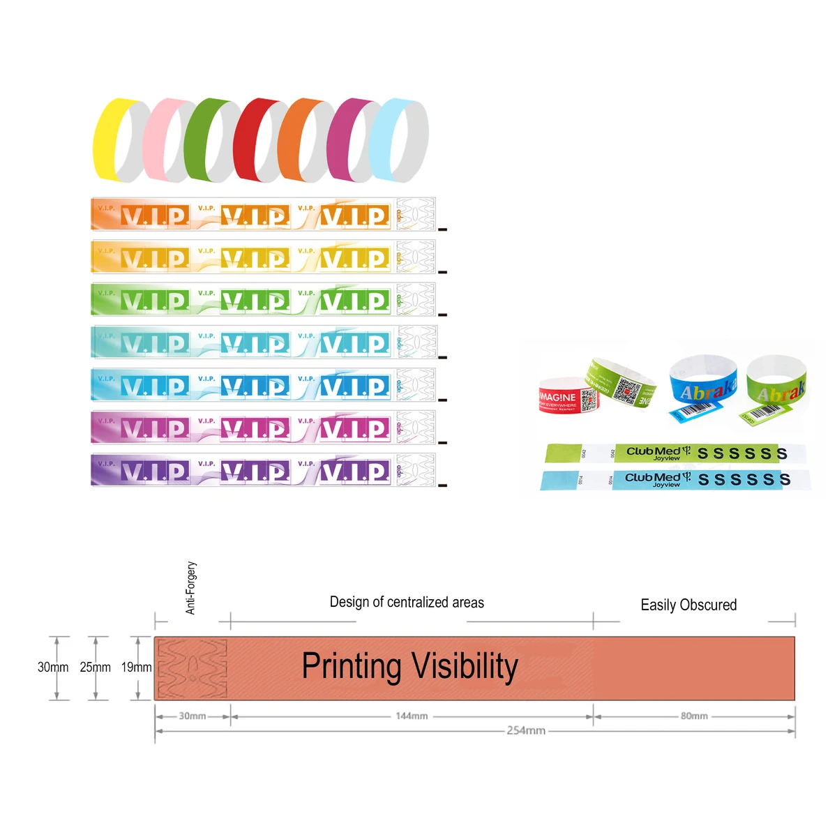 MOQ50 Printed Custom Premium Tyvek Wristbands 1
