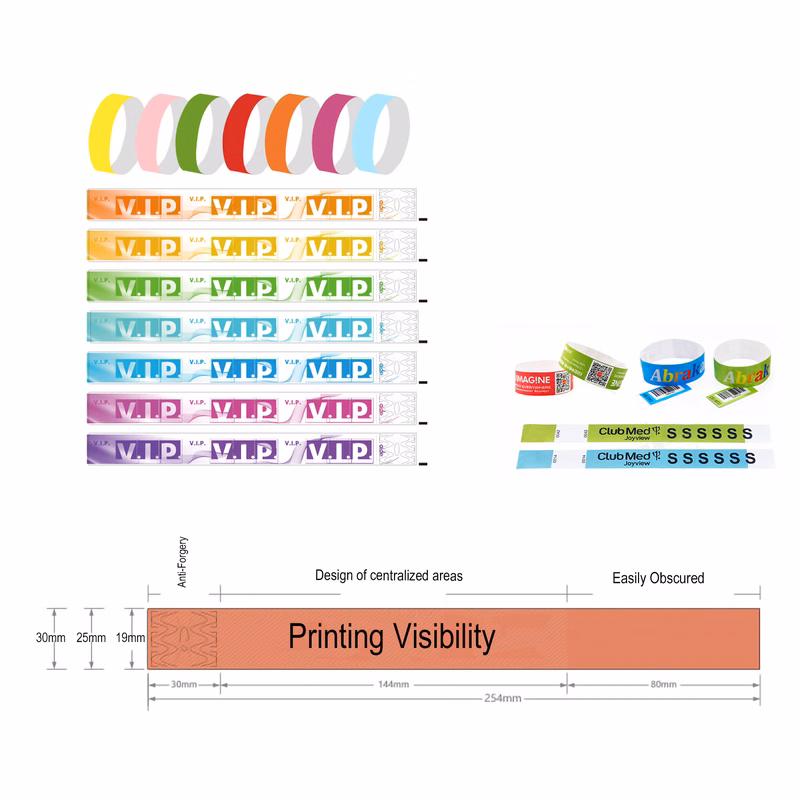 MOQ50 Printed Custom Premium Tyvek Wristbands