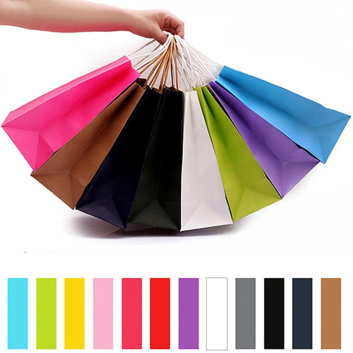 Small Kraft Gifts Wrap Pack Paper Handle Tote Bag 1