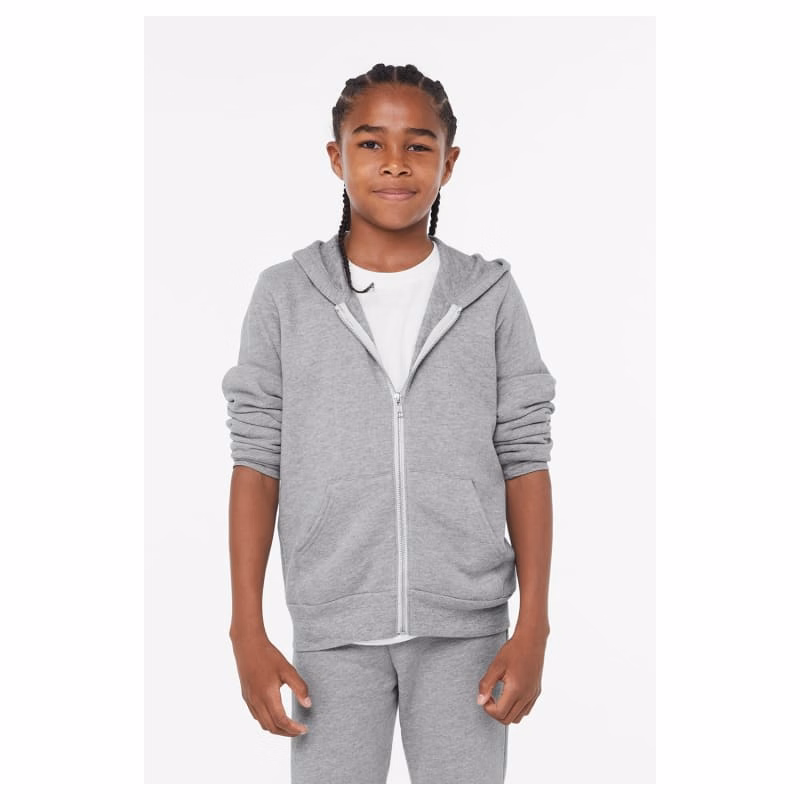Bella + Canvas Youth Sponge Fleece Full-Zip Hooded Sweatshirt