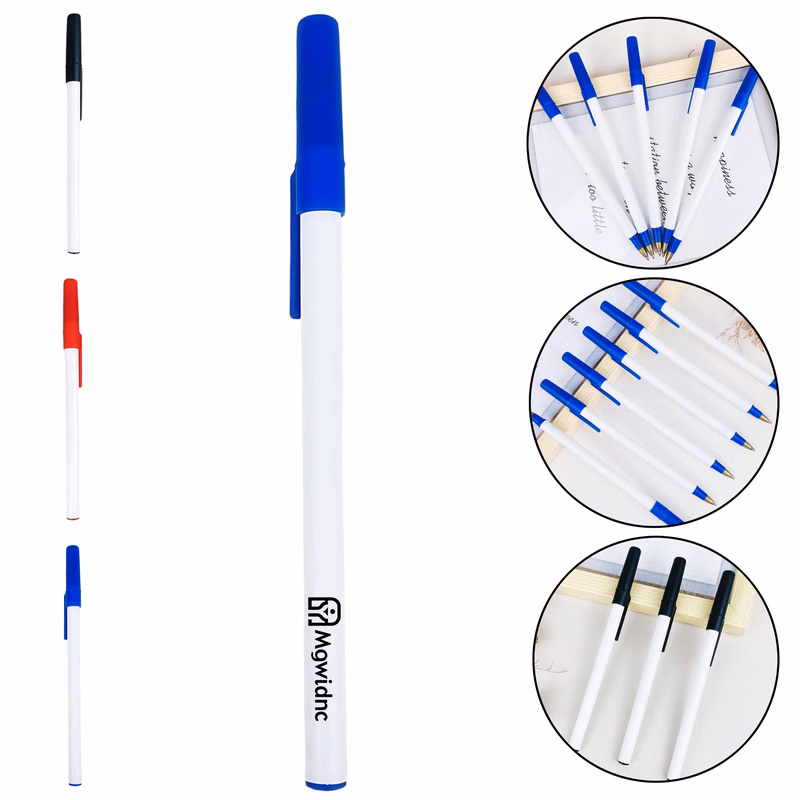 Slim White Ballpoint Pen with Non-Slip Grip for Office