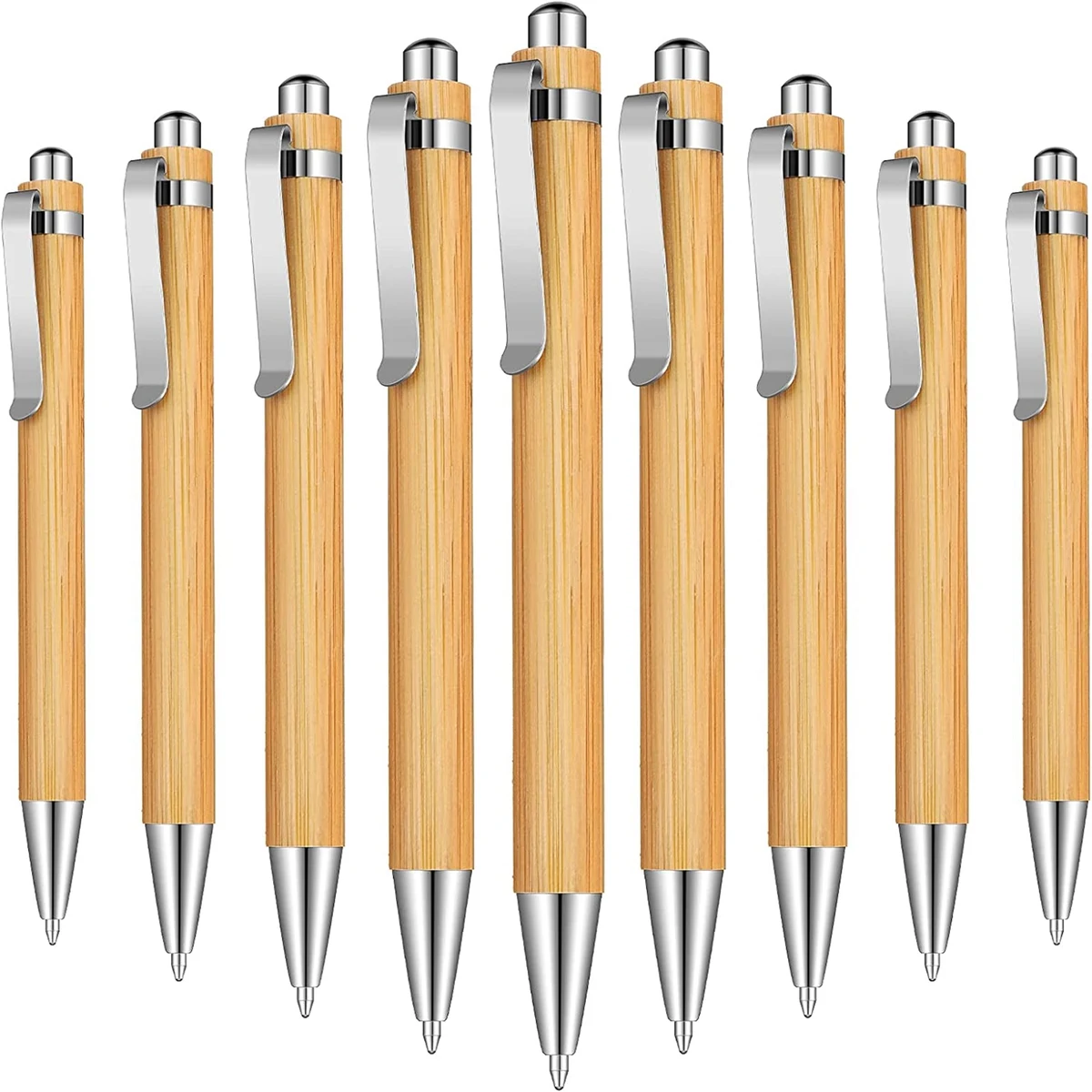 Bamboo retractable ballpoint pen black ink 1