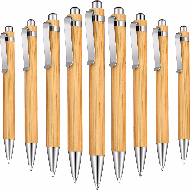 Bamboo retractable ballpoint pen black ink