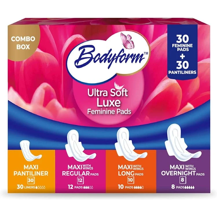 Maxi Pads Combo Box - 30 Pads and 30 Pantiliners 1
