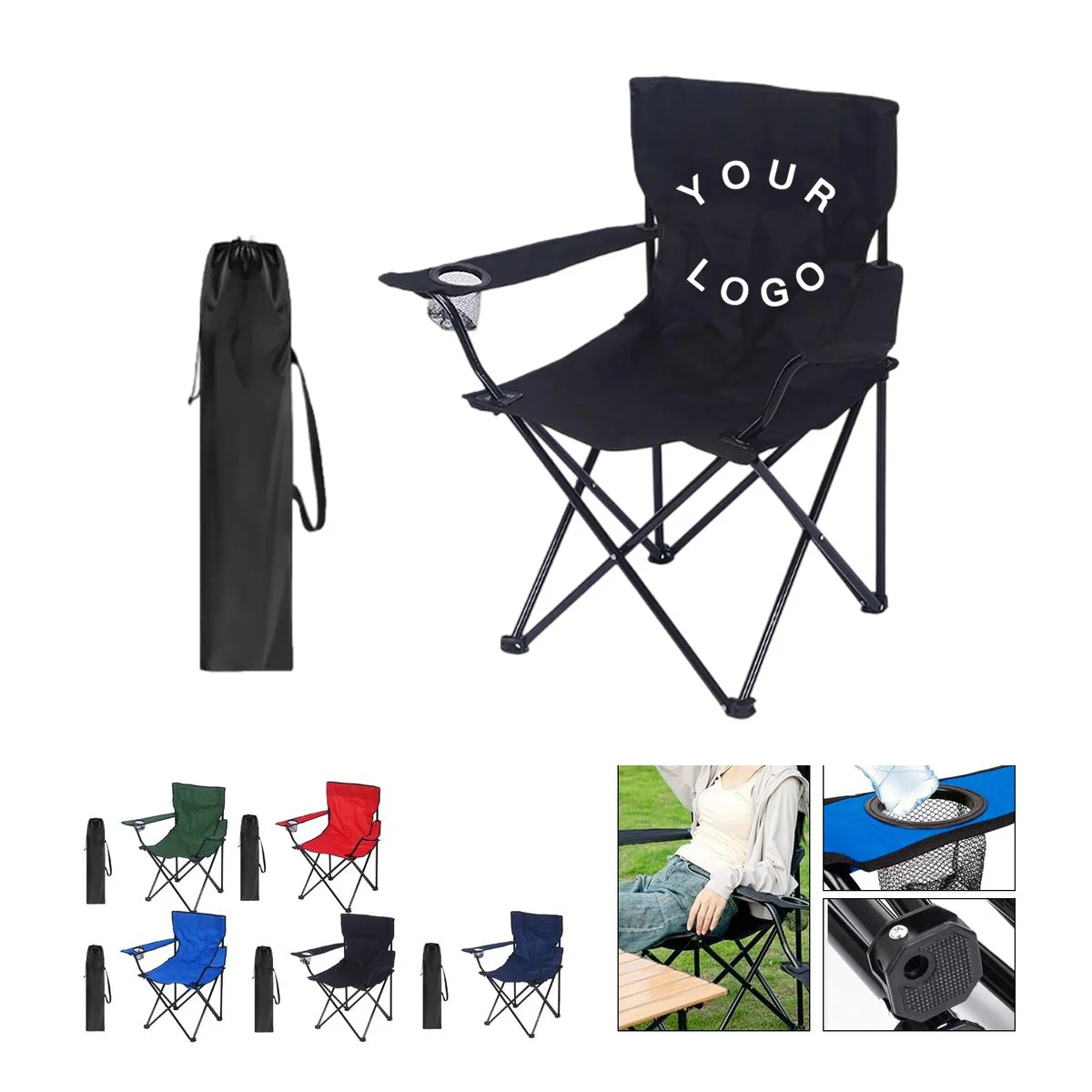 Outdoor Folding Chair with Armrests and Steel Frame 1