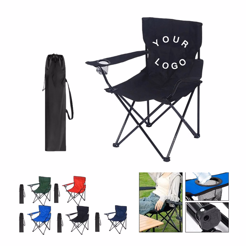 Outdoor Folding Chair with Armrests and Steel Frame