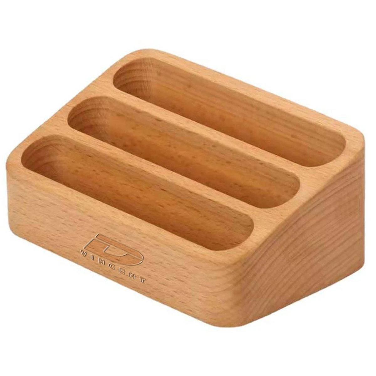 3 Slots Wood Business Desktop Card Holder 1