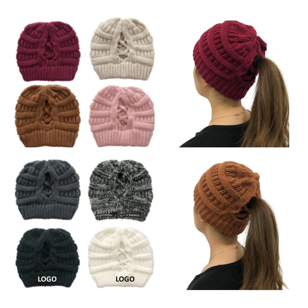 Knitted Ponytail Beanie 1