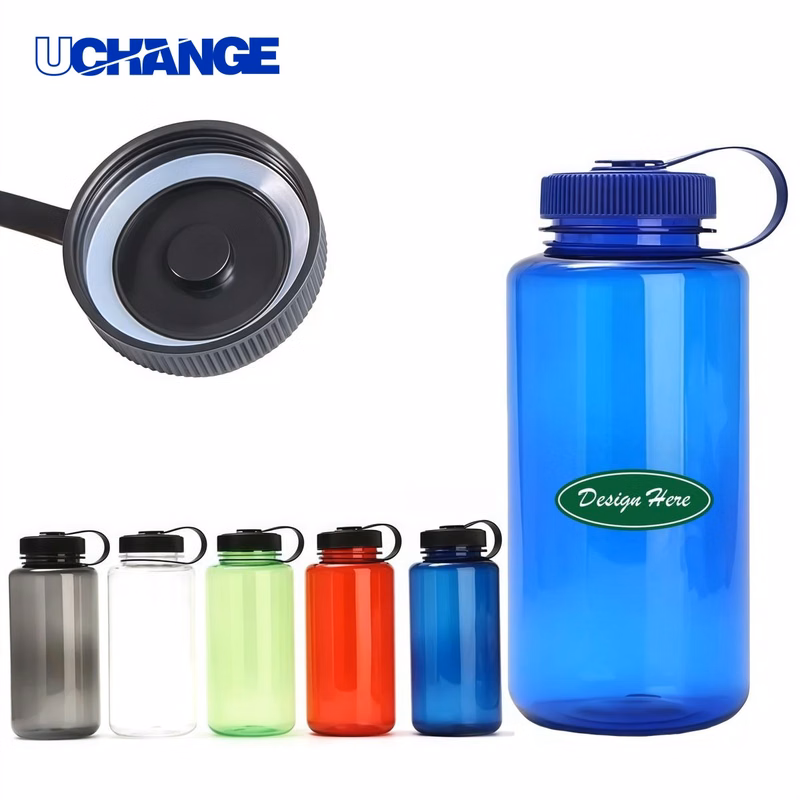Plastic Water Bottle Container with Handle (32 Oz)