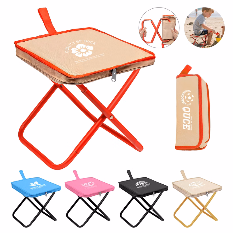 10.6'' Portable 600D Oxford & Carbon Steel Handbag Stools With Carry Pouch (MOQ: 20PCS)