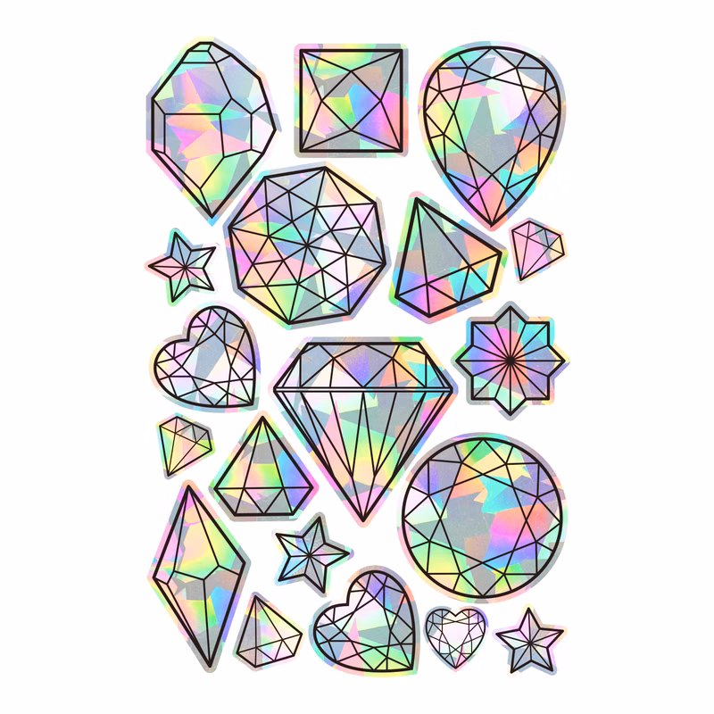 Window Decals - GEMS Sun Catchers - Holographic Rainbow Window Stickers
