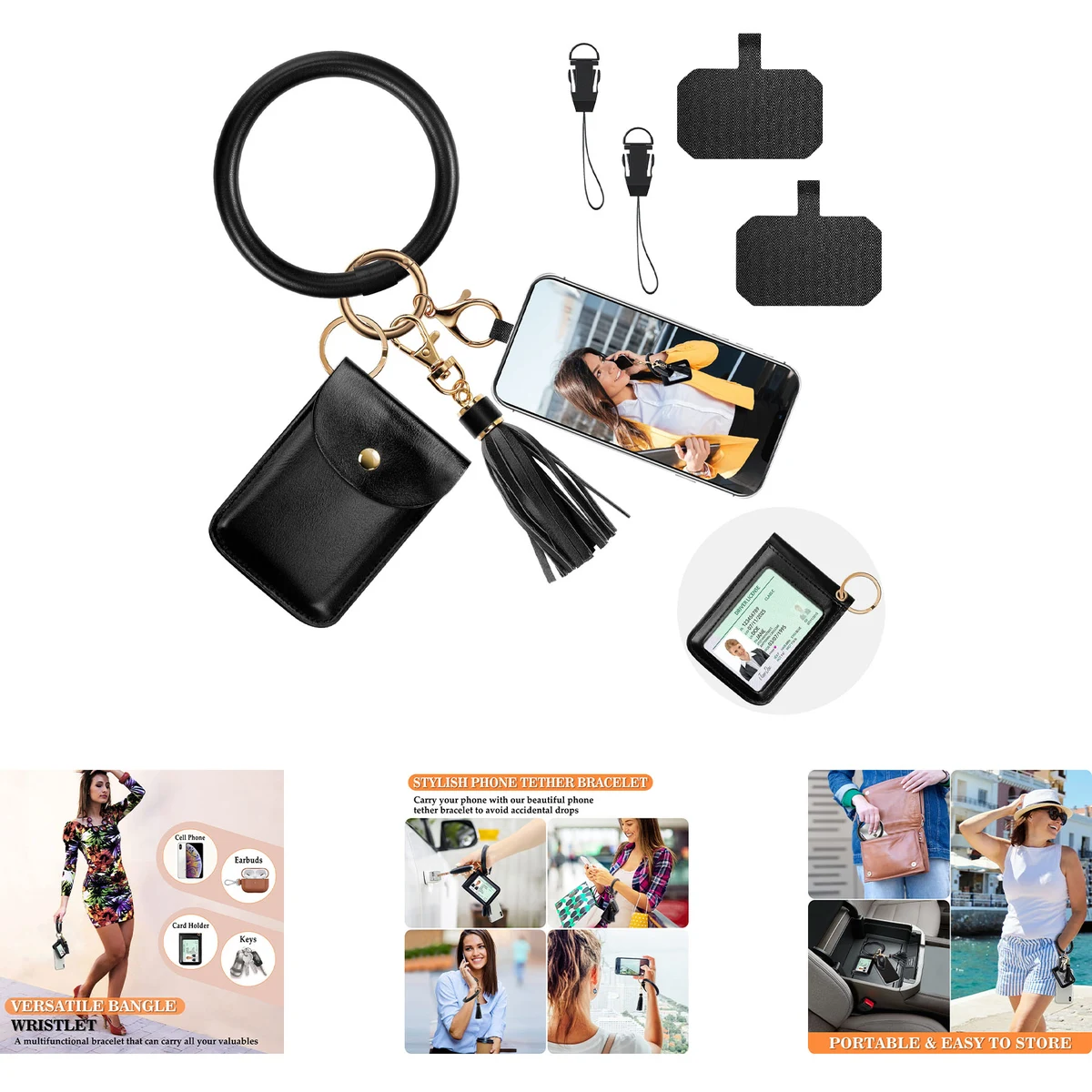 Wallet and Key Chain Includes Lobster Clasp, 2 Phone Tether Tabs and Mini Phone Straps 1