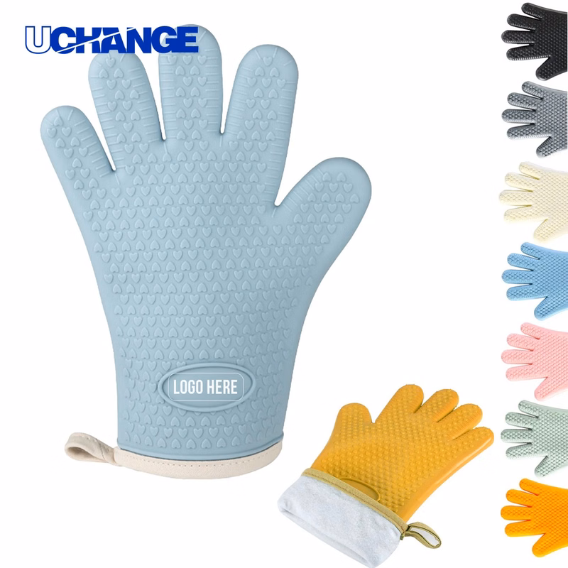 Double Layer Silicone Oven Mitt with Five Finger Design
