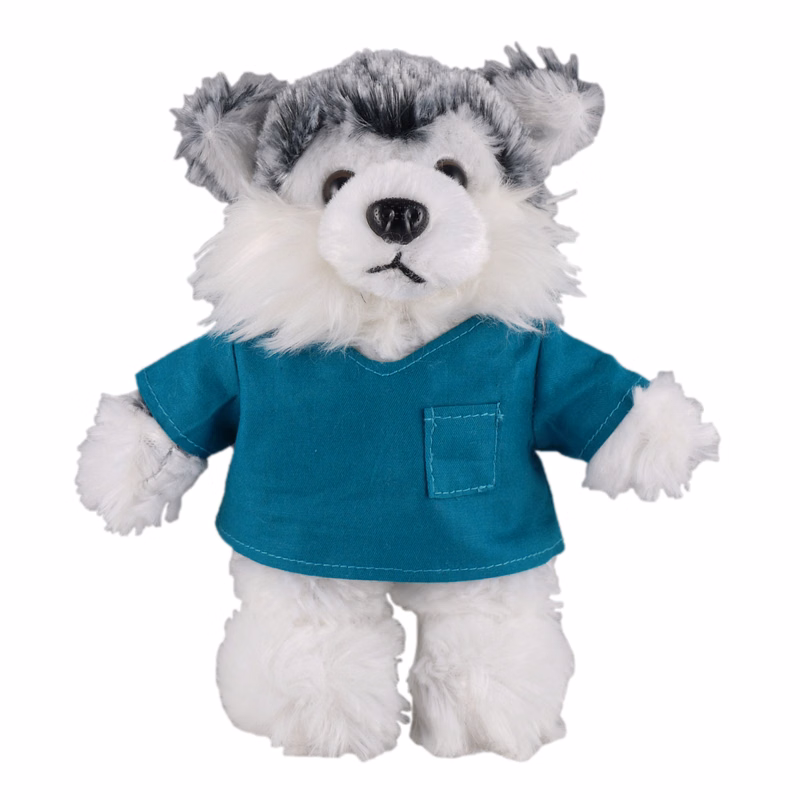 Soft Plush Stuffed Husky in scrub shirt
