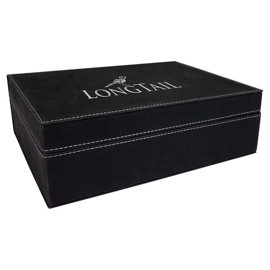 10 1/4" x 7 1/2" Black/Silver Leatherette Premium Gift Box 1