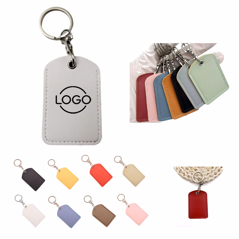 PU Leather Keychain Fob with Carabiner Clip