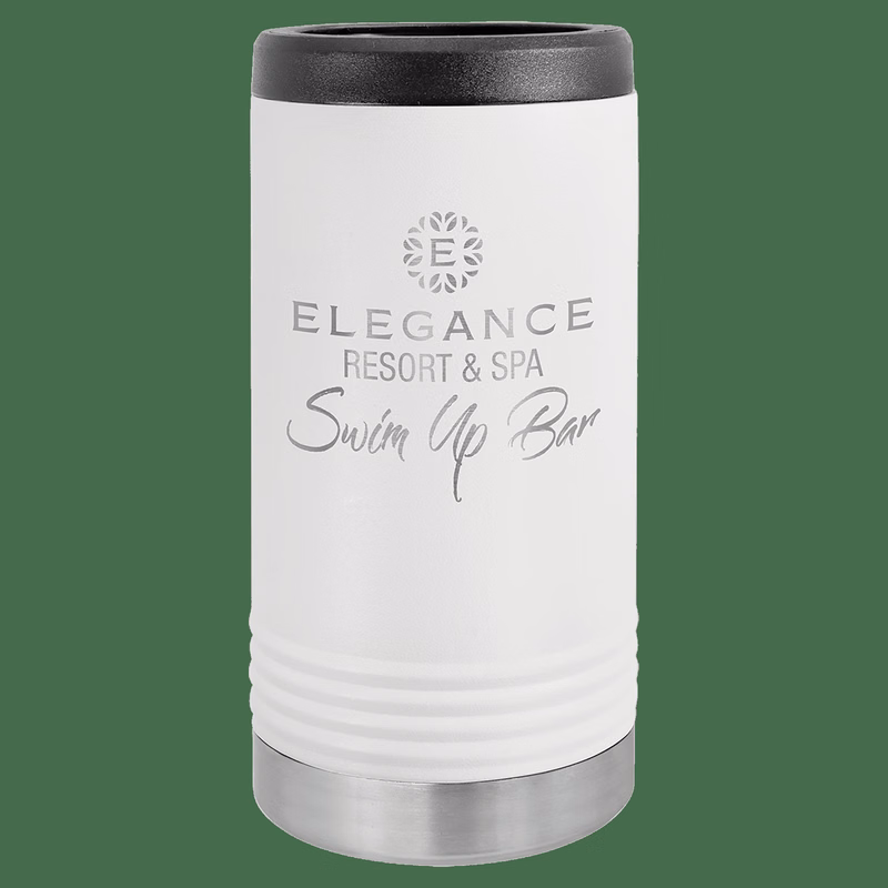 White Laser Engraved Polar Camel Slim Beverage Holder