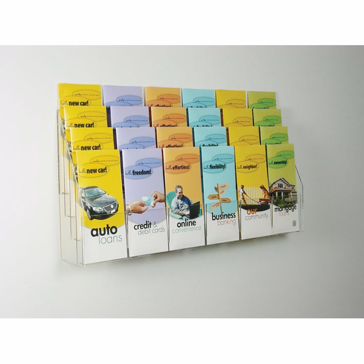 24 Pocket Wall Mounted 4-Tiered Literature Holder