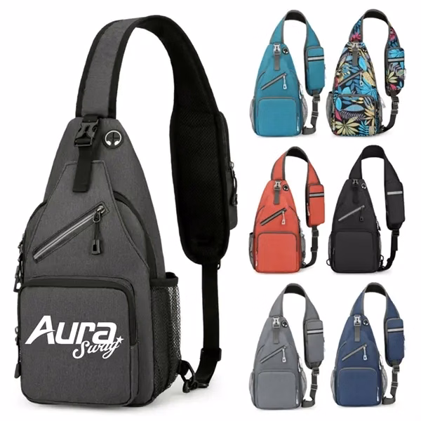 Custom Waterproof Sling Bag — Headphone Jack 15" Commute Crossbody Bag