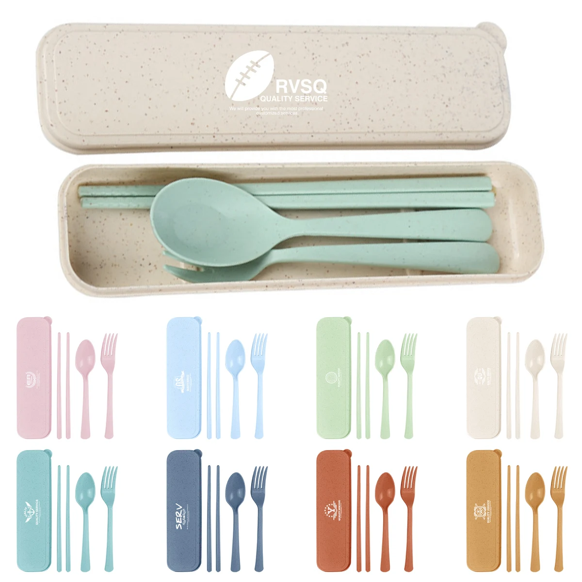 Portable Wheat Straw Tableware 3-Piece Set 1