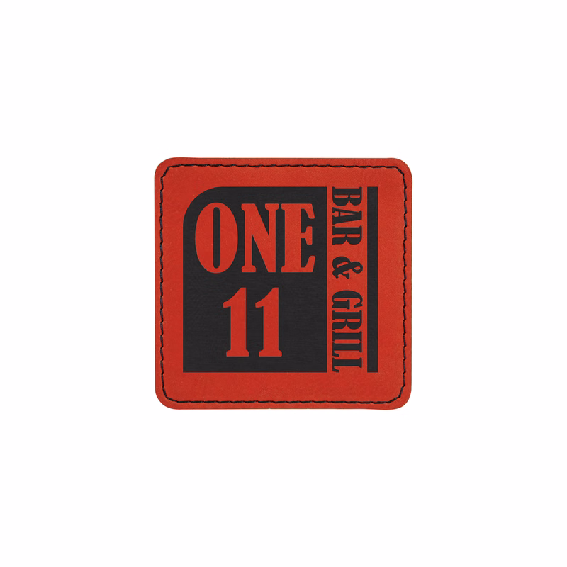 3" Red Leatherette Square Patch with Adhesive